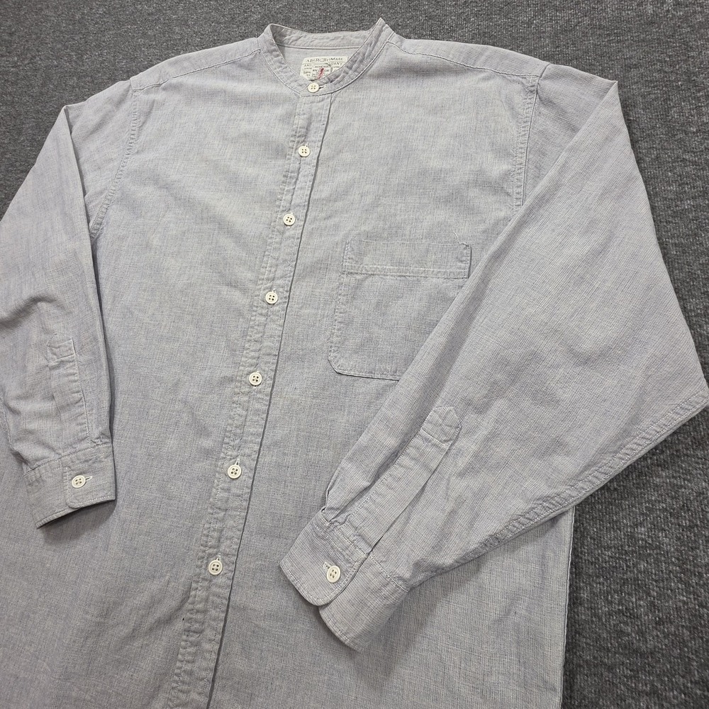 Abercrombie & Fitch Light Denim Chambray Shirt Mens Small Mandarin Collar